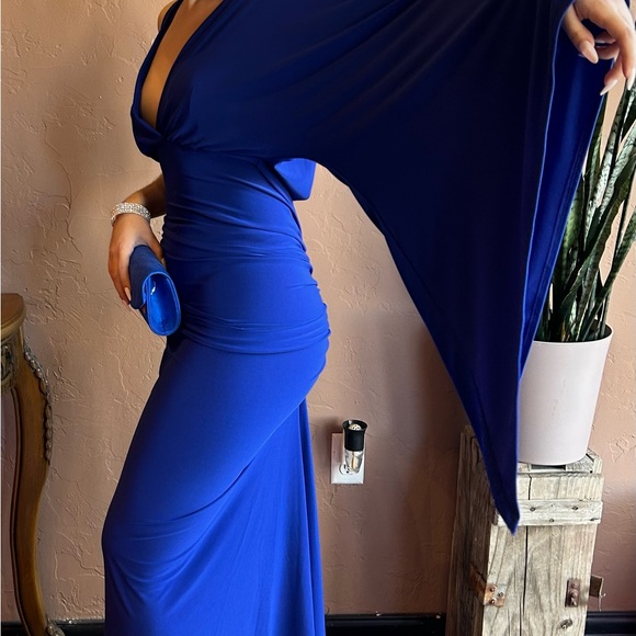 Royal Blue One Sleeve Maxi Dress NWT - Picture 7 of 10